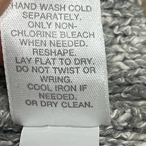 J Jill Cowl‎ Neck 3/4 Sleeve Medium Gray Blue Striped Tunic Sweater Wool Blend - Picture 10 of 11